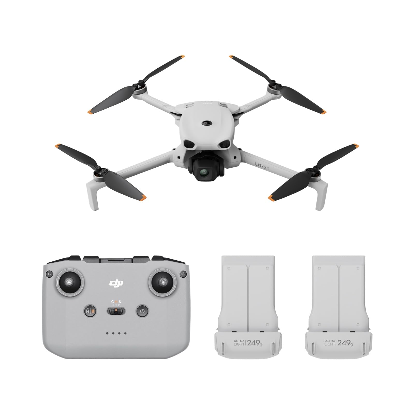 Pack DJI Lito 1 Dos Baterías con DJI RC-N3, dron con cámara 4K para principiantes, detección de obstáculos, ActiveTrack, vídeo 4K e imagen 8K, ligero para adultos, transmisión de vídeo de 15 km, C0