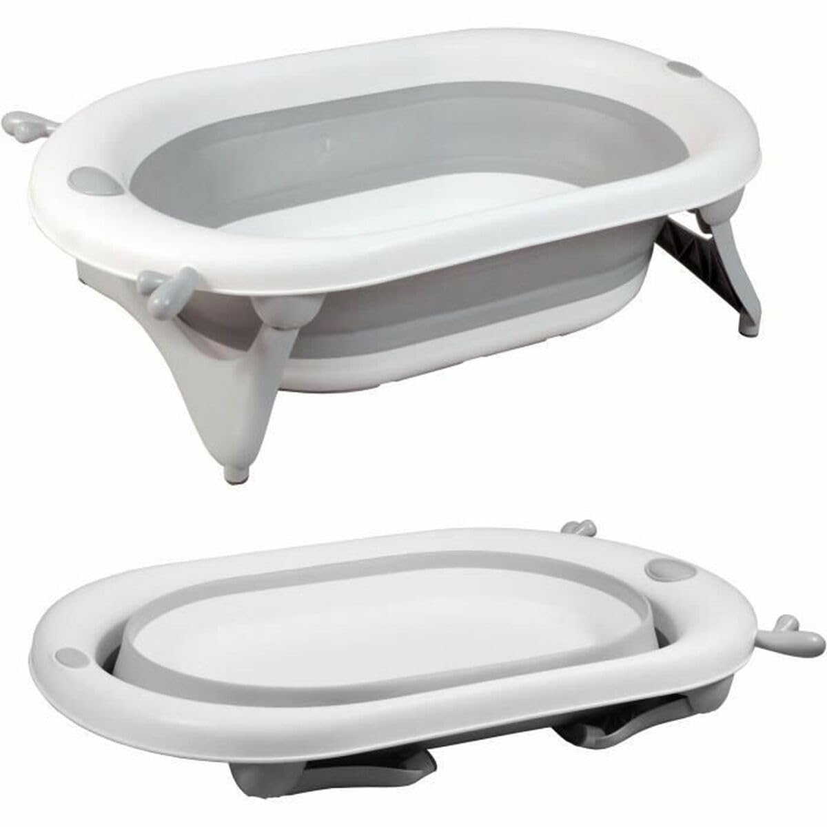 Bambisol Vasca da bagno pieghevole con tappo di scarico spia di temperatura | GRIGIO BIANCO