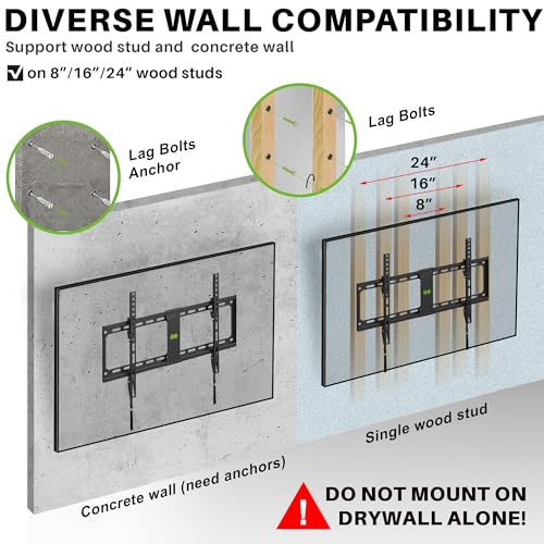 USX MOUNT Tilting TV Wall Mount for Most 37"-90" Flat Curved Screen Television, TV Bracket with Max VESA 600x400mm up to 132lbs, Low Profile Tilt Mount for 16", 24" Stud