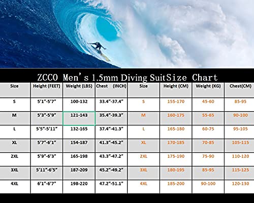 Foto von ZCCO Herren Neoprenanzug Ultra Stretch 1,5 mm Neopren Badeanzug, Ganzkörper-Tauchanzug mit Reißverschluss hinten, EIN Stück zum Schnorcheln, Tauchen, Schwimmen (1.5LT-schwarz, L)