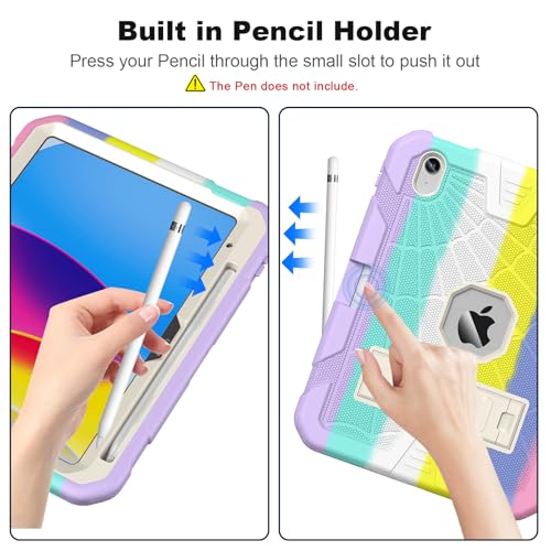 SIBEITU Kids Case for iPad (A16) 11-inch 2025 / iPad 10th Gen 10.9-inch 2022, Shockproof Rugged Hybrid 3-Layer Protective 11/10 Gen iPad Cover with Kickstand & Pencil Holder for Girls Boys, Camouflage