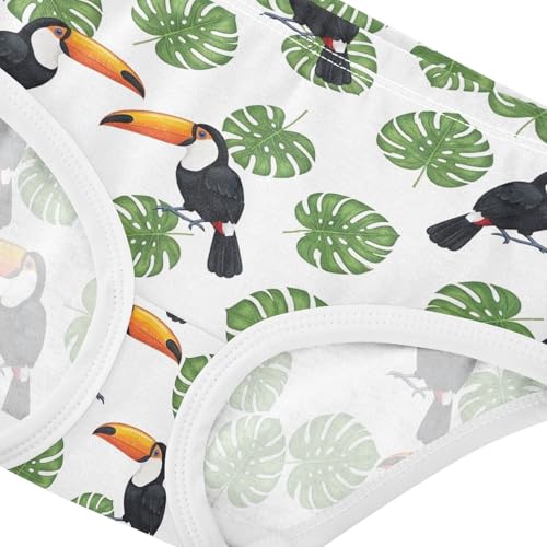 Joisal Girls Underwear Toddlers 2t Cotton Panties Little Girl Animals Briefs Kids Undies Toucans Green Tropical Leaves White4