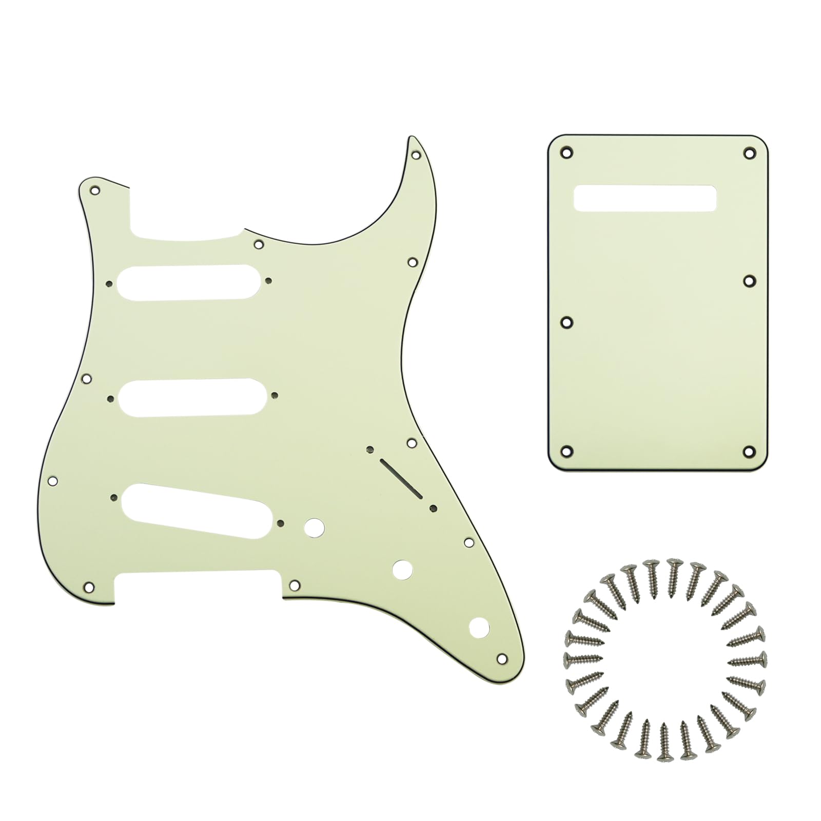 SSS Strat Pickguard and BackPlate Set for Fender, Mint Green 3Ply