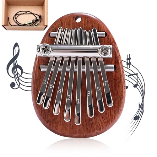 Kalimba Instrument Musikinstrument für Anfänger und Entspannungssuchende Tragbares Fingerklavier mit 8 Tasten Inklusive Metallkette und Aufhänger