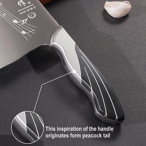 SHI BA ZI ZUO Coltello da cucina cinese da 7 pollici Coltello da verdura Coltello da chef professionale con manico in acciaio inossidabile con codolo completo - immagine 6