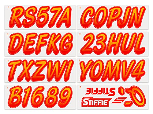 Image of STIFFIE Whipline Orange Crush /Lava Red 3 inch Super Sticky Boat & PWC Registration Decals • Numbers Letters Stickers