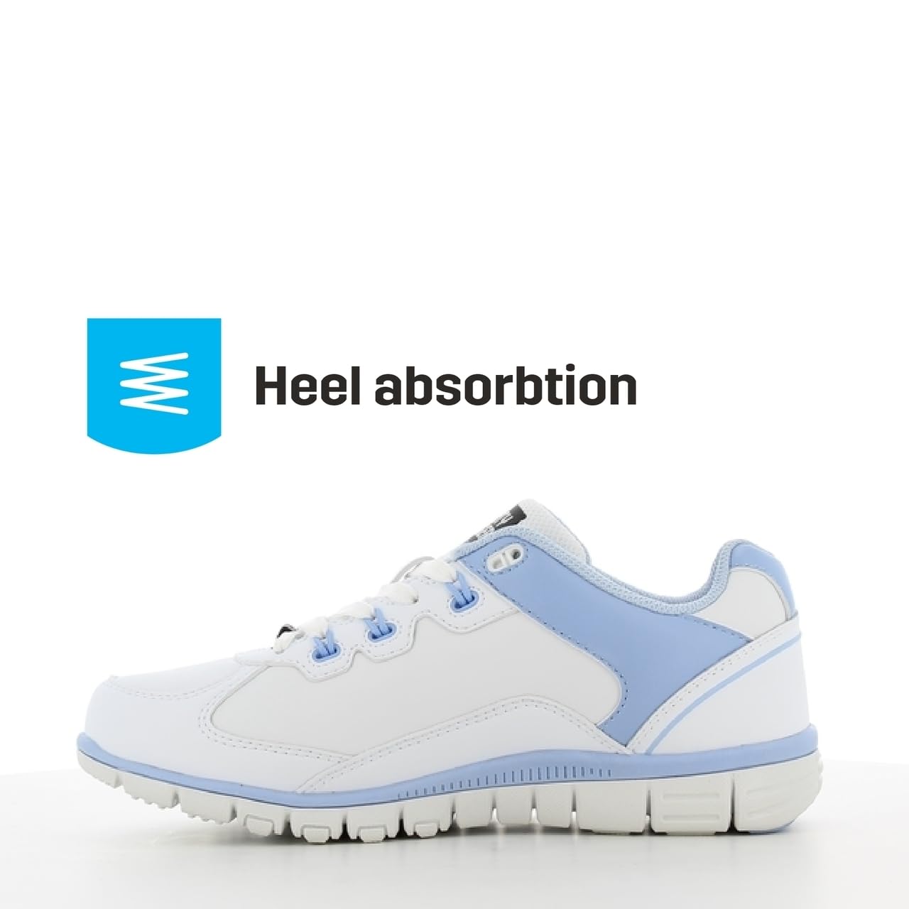 Oxypas Oxysport 'Sunny' Slip-resistant, Antistatic Leather Nursing Trainers, White/Blue (Light Blue), 7 UK (41 EU)