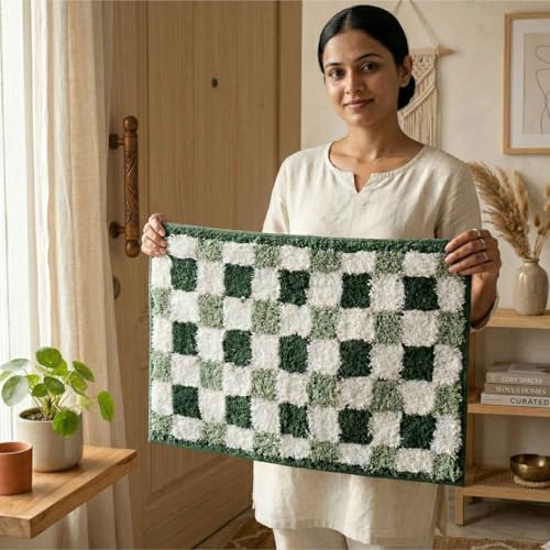 Image of Dream Weaverz 2000 GSM Super Soft Microfiber Bath Mat 40x60 cm | Ultra Absorbent Anti-Skid Quick Dry Bathroom Rug | Floor Mat for Bathroom, Bedroom, Kitchen, Home | Cute Design Bathmat