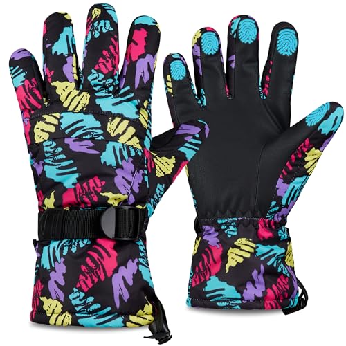 CityComfort Guantes de Esquí para Hombre, Guantes Térmicos Impermeables Táctiles, Guante Invierno Forrado Cálido Esquí Snowboard Nieve Frio L/XL (Multicolor)