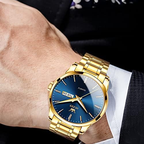 OLEVS Mens Gold Watches Stainless Steel Date Classic Luxury Dress