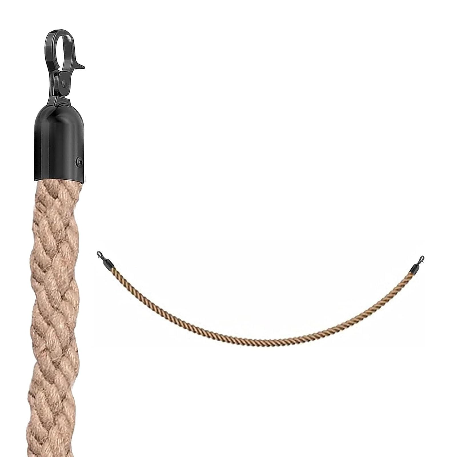 Ghkryd 1 Pack Barrier Rope, Black Hook Braided Hemp Rope, Stanchion For Queue Divider, Stand(,4Ft(1.2M/47 In))