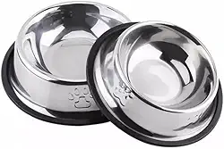 Kit 2 Comedouro Inox para Cães e Gatos Base Antiderrapante 180 ml