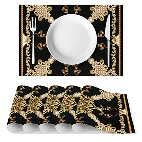 Set de table nœuds baroques dorés 30x45cm résistant chaleur table à manger
