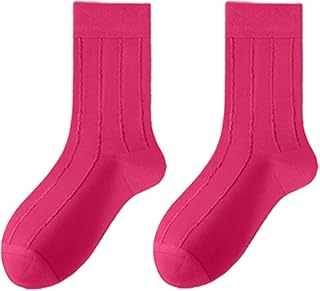 chanstore 5 pares de calcetines de tubo medio para parejas, color liso, moderno, patrón oscuro, cómodos, color rosa baya