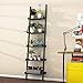 Tangkula Ladder Shelf, 5-Tier Multifunctional Modern Wood Plant Flower Book Display Shelf, Home Office Storage Rack Leaning Ladder Wall Shelf (Black, 1)