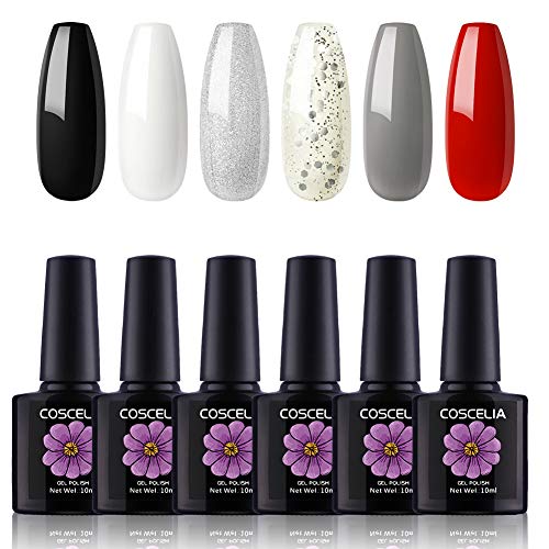 Coscelia 6 Colors Soak Off Gel Nail Polish Set 0.34oz UV LED Nail Gel Polish Manicure Coscelia 6 Colors Soak Off Gel Nail Polish Set 0.34oz UV LED Nail Gel Polish Manicure