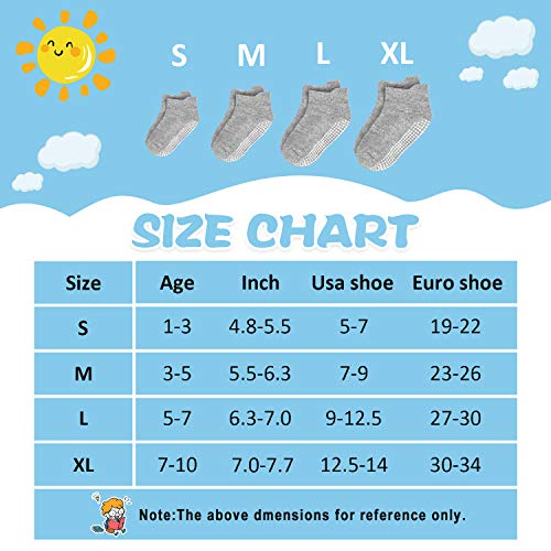 Image of Toddler Socks SkiBeaut 12 Pairs Non Slip Skid Ankle Socks For Kids Boys Grips Cotton Crew Socks For 1-10 Years