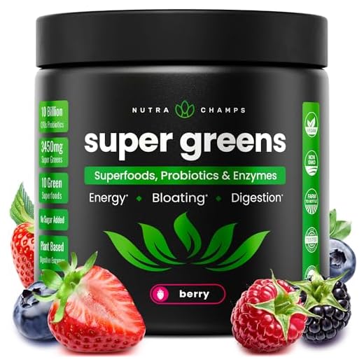 Super Greens Powder Premium Superfood | 20+ Organic Green Veggie Whole Foods | Wheat Grass, Spirulina, Chlorella & More | Antioxidant, Digestive Enzyme & Probiotic Blends | Vegan Juice Supplement