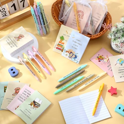 Image of Mooliwe 24 Pcs Positive Affirmation Gift Set Gratitude Notebooks with Pens Small Bags Motivational Encouragement Notepads Daily Affirmations Journal for Women Stress Relief Self Care (Teacher)