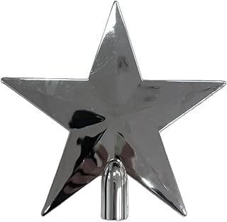 Festive Wonderland Large Star Silver/Red Glitter Tree Topper (Silver)