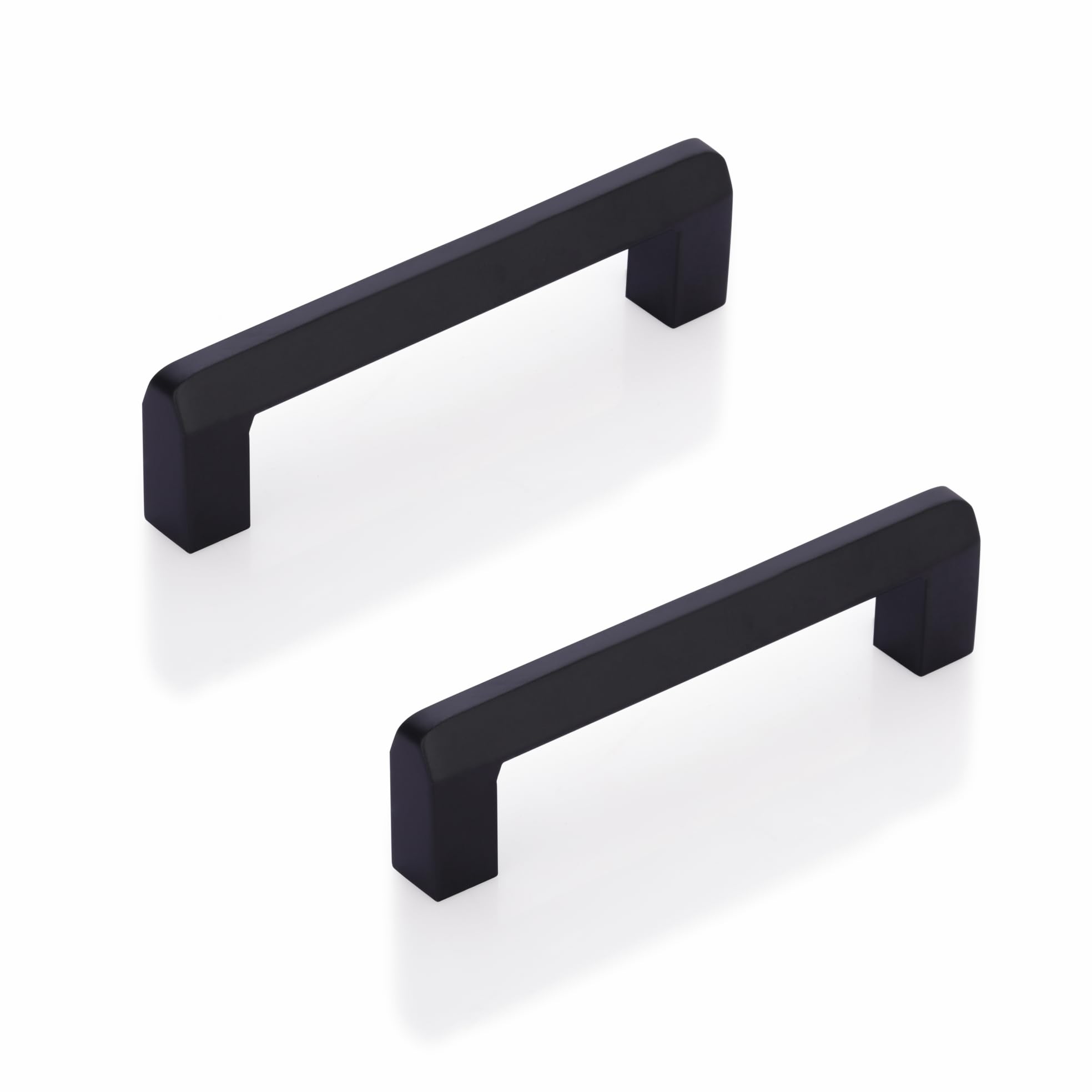 LAPO 4 Inch Cabinet Handles for Kitchen, Stainless Steel Structure for Drawer and Cupboard, Smooth Hand Feel, Scratch Safe Finish, Hole to Hole Size 10 cm, Easy Mount Setup (96mm, Black, Pack of 2)