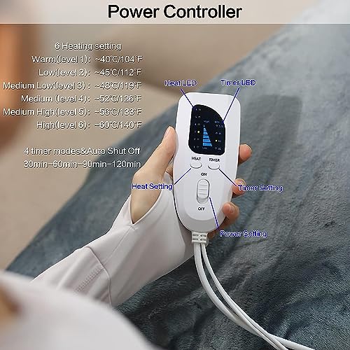 Image of Deepsoon Heating Pad-Electric Heating Pads for Back,Neck,Abdomen,Moist Heated Pad for Shoulder,Knee,Hot Pad for Pain Relieve,Dry&Moist Heat & Auto Shut Off(Blue, 33''x17'')