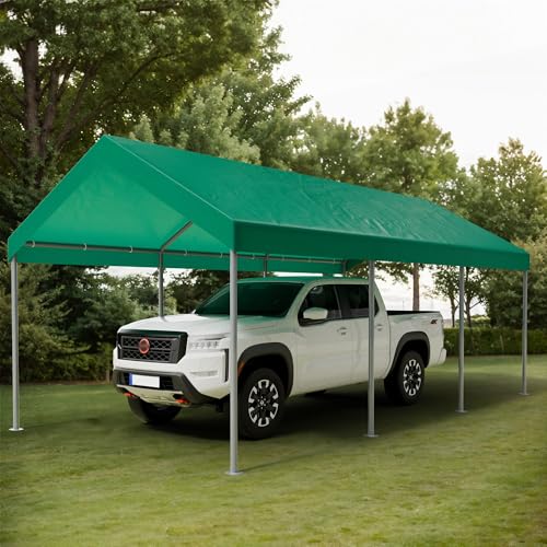 Image of Shintenchi 10x20ft Heavy Duty Carport with UV&Wind Resistant Canopy,Portable Carport Garage Shelter with Stable Powder-Coated Steel Frame,Outdoor Carports for Car,Bike,Camp,Storage-Green