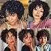 Amecire Short Curly Wigs for Black Women Human Hair Afro Natural Curly Wig Brazilian Virgin Pixie Cut Wig Human Hair With Bangs 150% Density None Lace Front Bob Wigs 1B Color (Big Curly)