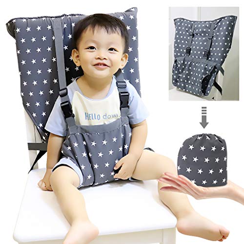 Baby Portable Travel High Chair, Adjustable Safety Washable Toddler High Chair Seat Cover Convenient Cloth Travel High Chair Fits in Your Handbag (Star)