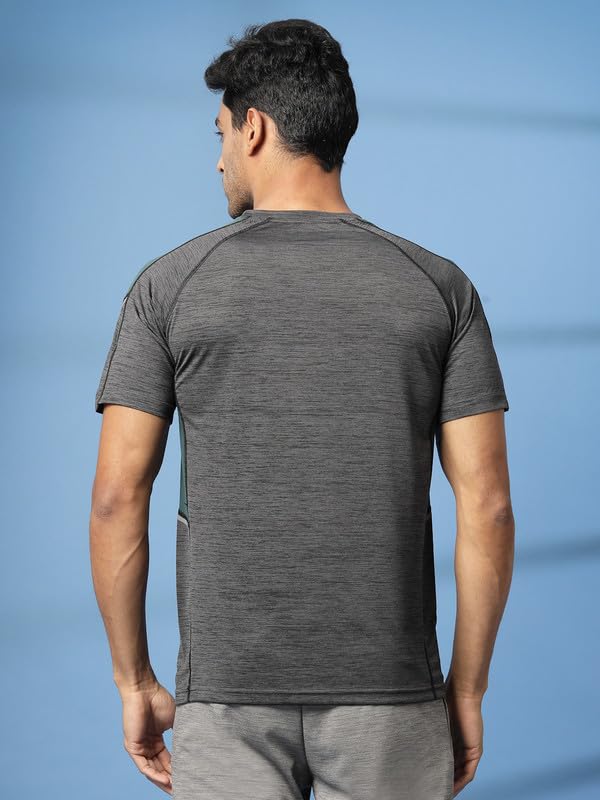 Image of CHKOKKO Men's Quick Dry Half Sleeve Regular Fit Lightweight Round Crew Neck Active Sportswear Gym T-Shirt for Workout Training Running and Fitness Activities Dark Grey S