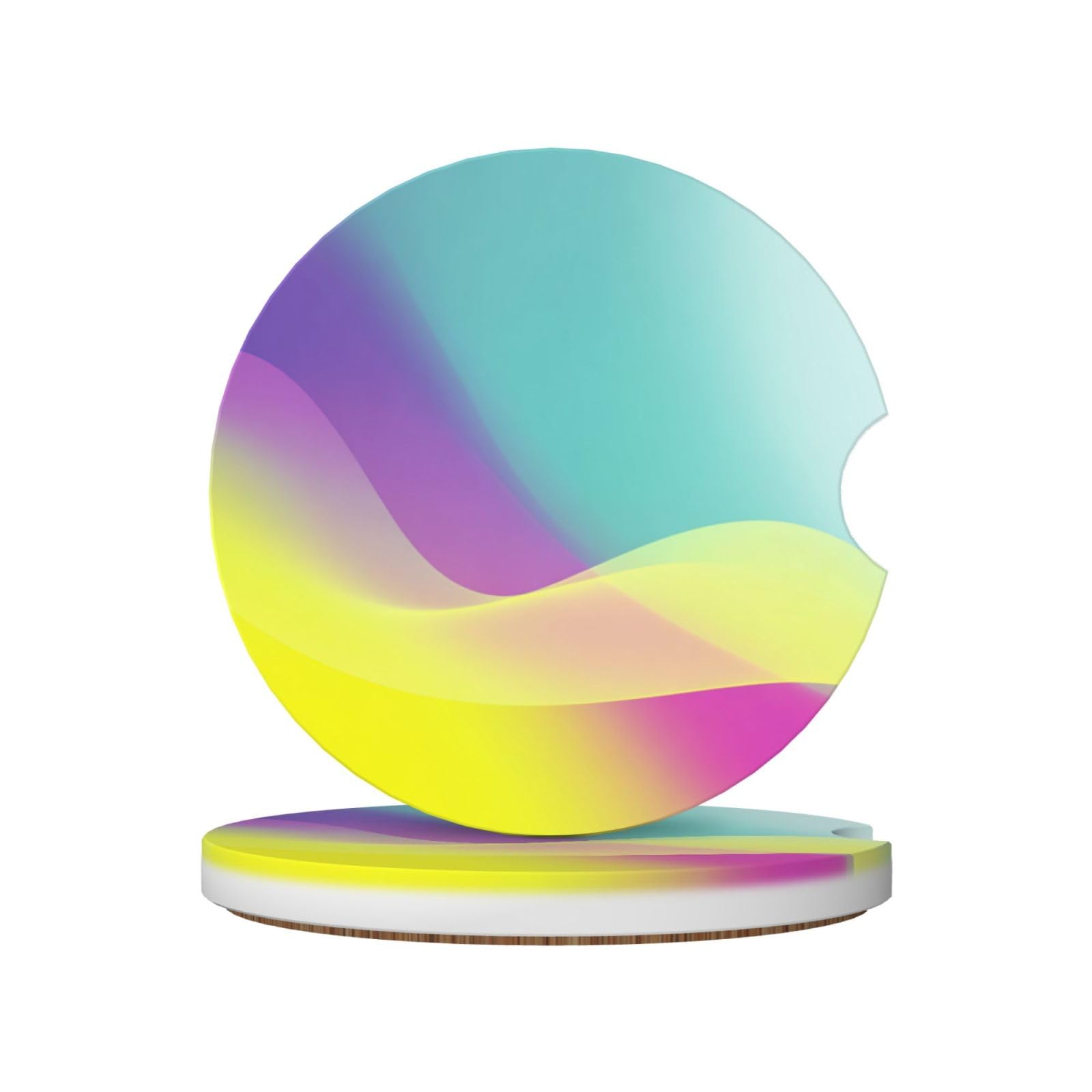 Abstract Flowing Colorful Gradient Waves Ceramic Coasters,2pcs