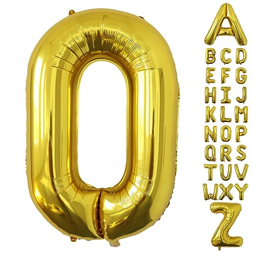 Image of Letter Balloons Gold Party Balloon - 40 Inch Large Gold Letter O Balloon, Letter Balloon Birthday Decorations, Balloon for Women Men Anniversary Party Decorations Supplies