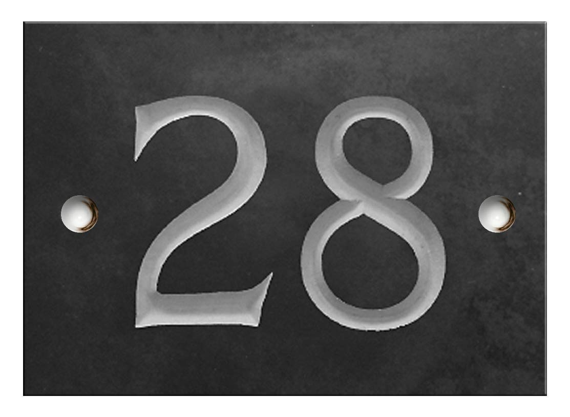 Engraved Slate House Number Sign - 1 to 99 (Select Your Number here) - Number 28 (Same Day Dispatch by 1st Class Post!!!) โ image 1