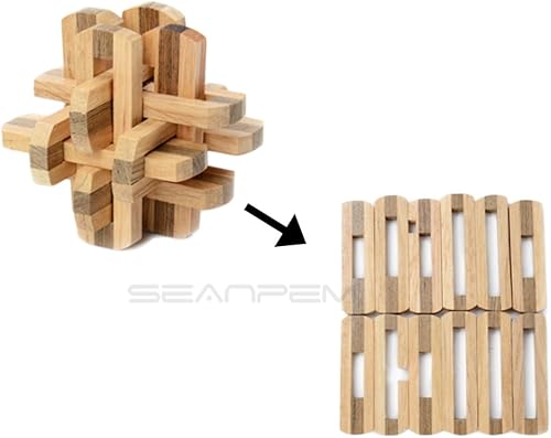 Miniatura 4 de 6 rompecabezas de madera para el cerebro 3D, bloques entrelazados para niños y adolescentes, juegos casurales de entrenamiento de lógica cerebral (E)