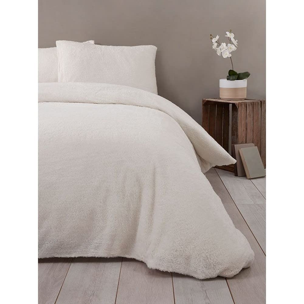 Rapport Home Soft Luxurious Teddy Fleece Quilt Cover Bedding Set King Cream