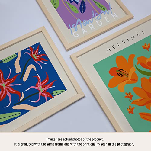 Homepack Set Of 5 Retro Vintage Flower Of Cities Framed Poster Prints On Mdf Printed Wall Art Painting Home Living Room Office Decoration 2 Piece Of 12X16Inch, 3 Piece Of 8X12Inch (Wooden Frame) #TOP2