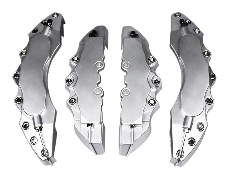 4 cubiertas de pinza freno coche ABS 3D, carcasa protectora disco, aptas para KIA Soul, Cerato y Sportage R(4Pcs L and M Silver)