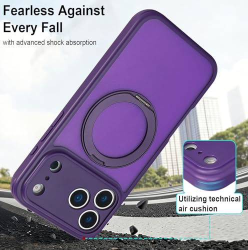 Image of for iPhone 17 Pro Max Case Compatible with MagSafe Full-Body Magnetic Phone Case with Built-in Tempered Glass Screen Protector& Stand for iPhone17 Pro Max Cover, Purple