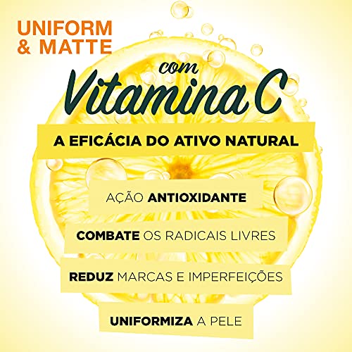 Protetor Hidratante Facial Garnier Uniform & Matte Vitamina C FPS 50 Cor Negra, 40g