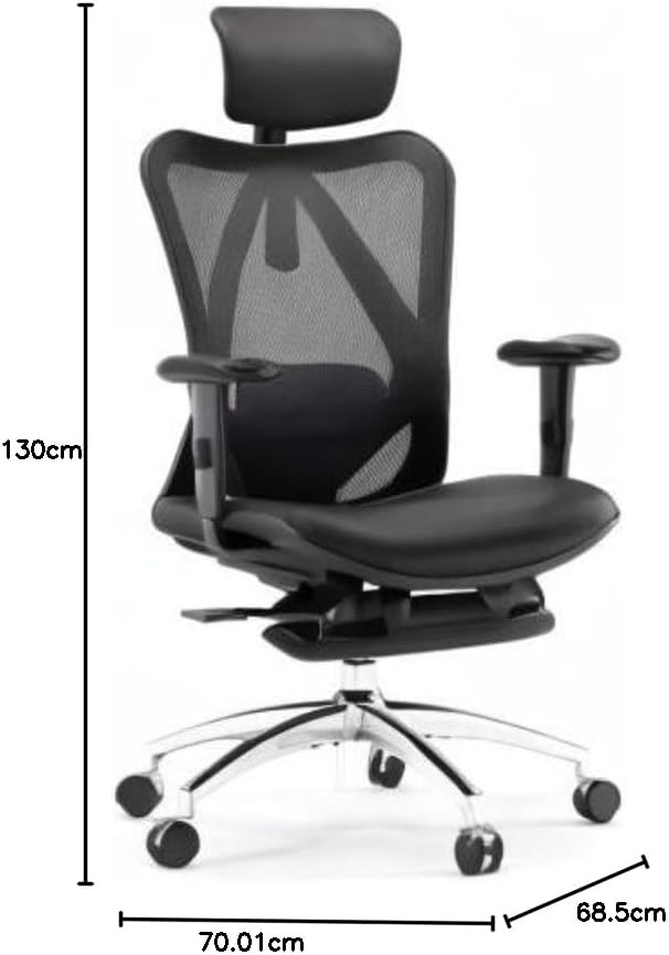 SIHOO Office Chair Ergonomic Desk Office Chair with Footrest, Breathable Mesh Design High Back Computer Chair, Adjustable Headrest and Lumbar Support (Black)…