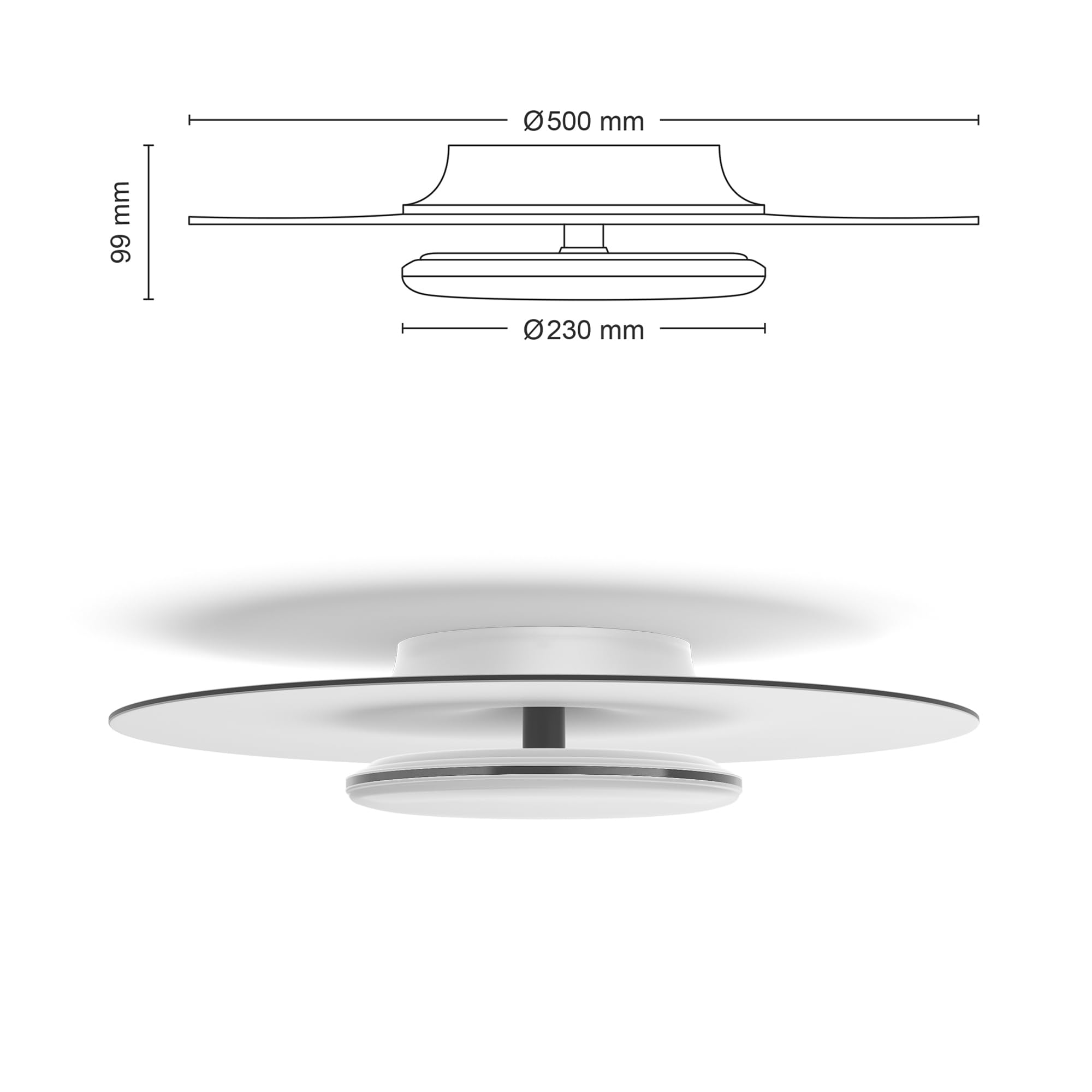 Philips LED SceneSwitch Garnet Deckenleuchte (40 W), LED Leuchte mit drei Dimmstufen und warmweißem Licht, LED Beleuchtung mit EyeComfort, schwarz