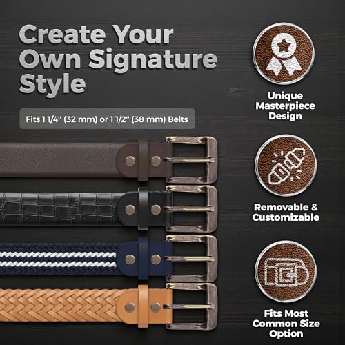 Image of VP Leather Replacement Belt Buckle for Men and Women, Removable Metal Frame