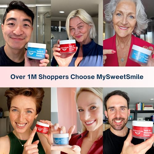 Image of MySweetSmile Teeth Whitening Powder - 6 Month Supply - Removes Years of Coffee, Tea, Smoking & Ageing Stains - Dentist-Approved & Enamel-Safe - IndyBest Award-Winning Whitener (Strawberry)