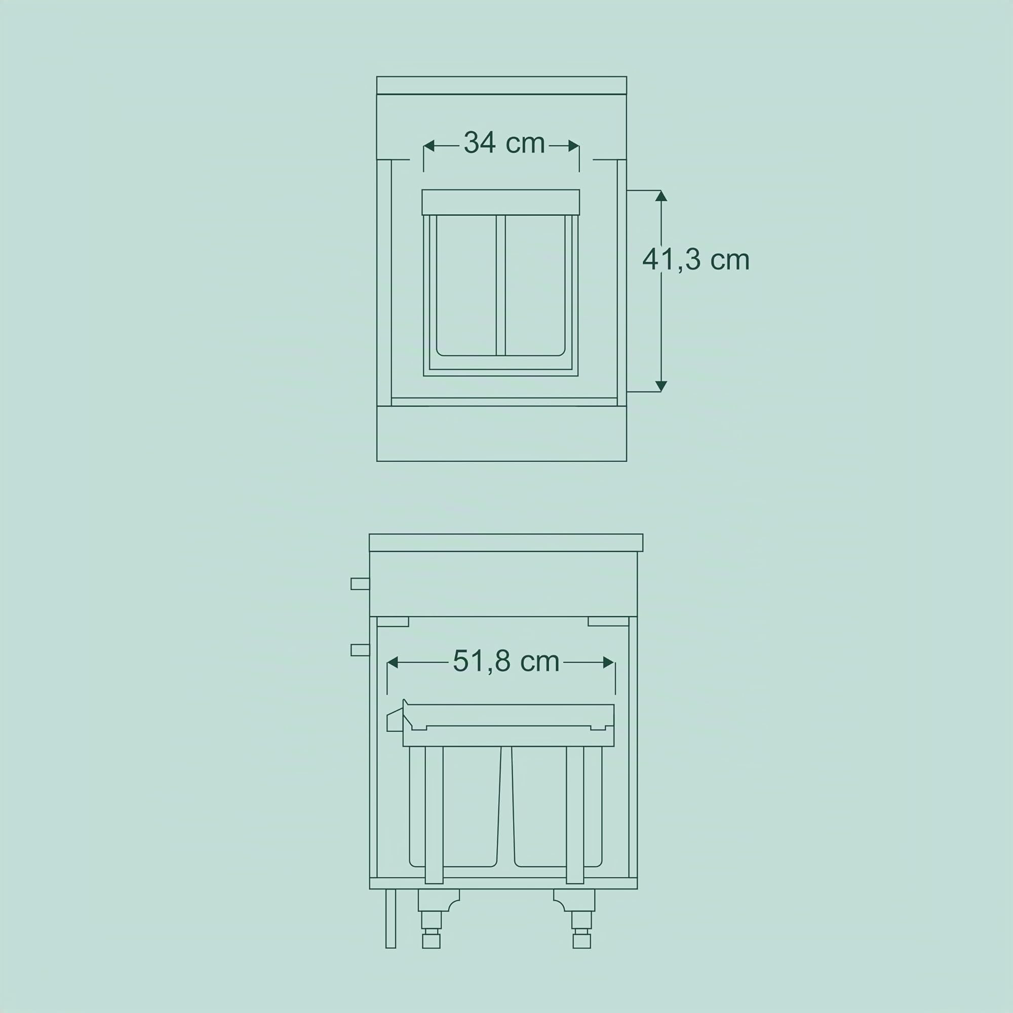 Relaxdays Poubelle encastrable pour la Cuisine, 2 bacs de 20 litres chacun, HLP : 41,3 x 34 x 51,8 cm, Noire