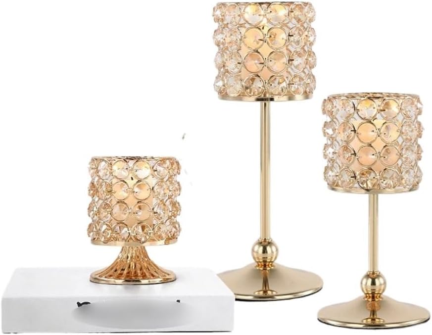 European Crystal Candle Holder Metal Ornament Home Candlelight Dinner Jewelry