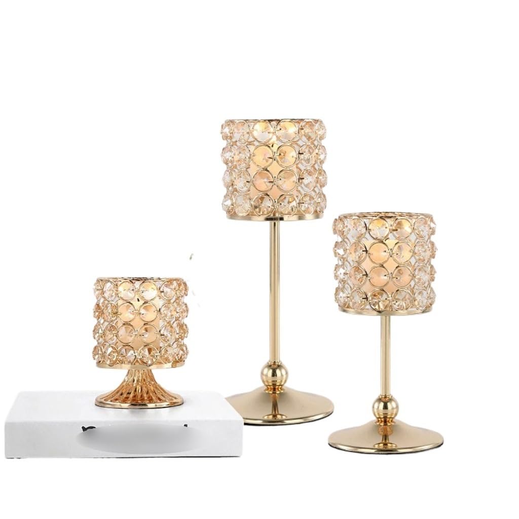 HTTGDGDH European Crystal Candle Holder Metal Ornament Home Candlelight Dinner Jewelry,