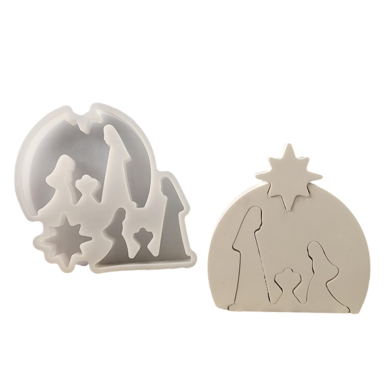 Yhplxyuus Religious Themed Silicone Molds Epoxy Resin Molds for Making Home Decoration Chocolate Fondant Silicone Nativity Scene Mold