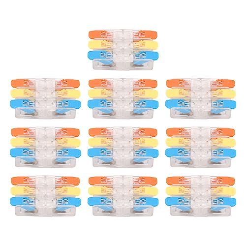 ANKROYU 10PCS H63W3 Lever Wire Connector, Red Copper Contact Inline Splicing Connector, Flame Retardant 3 in 3 out Splicing Wire Connector for Power Supplies