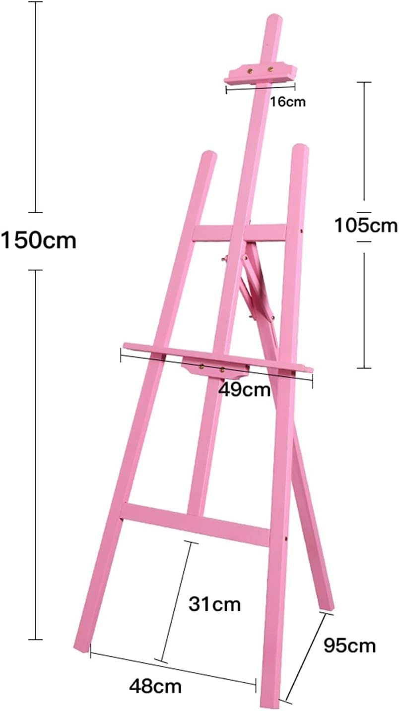 Caballete Caballete Soporte Caballete de Exhibición Rosa de 1,5 M para Logotipo de Boda, Caballete Ar de Pie Caballete Plegable Portátil para Pintura, Dibujo, Bocetos, Caballete de Altura Ajustable