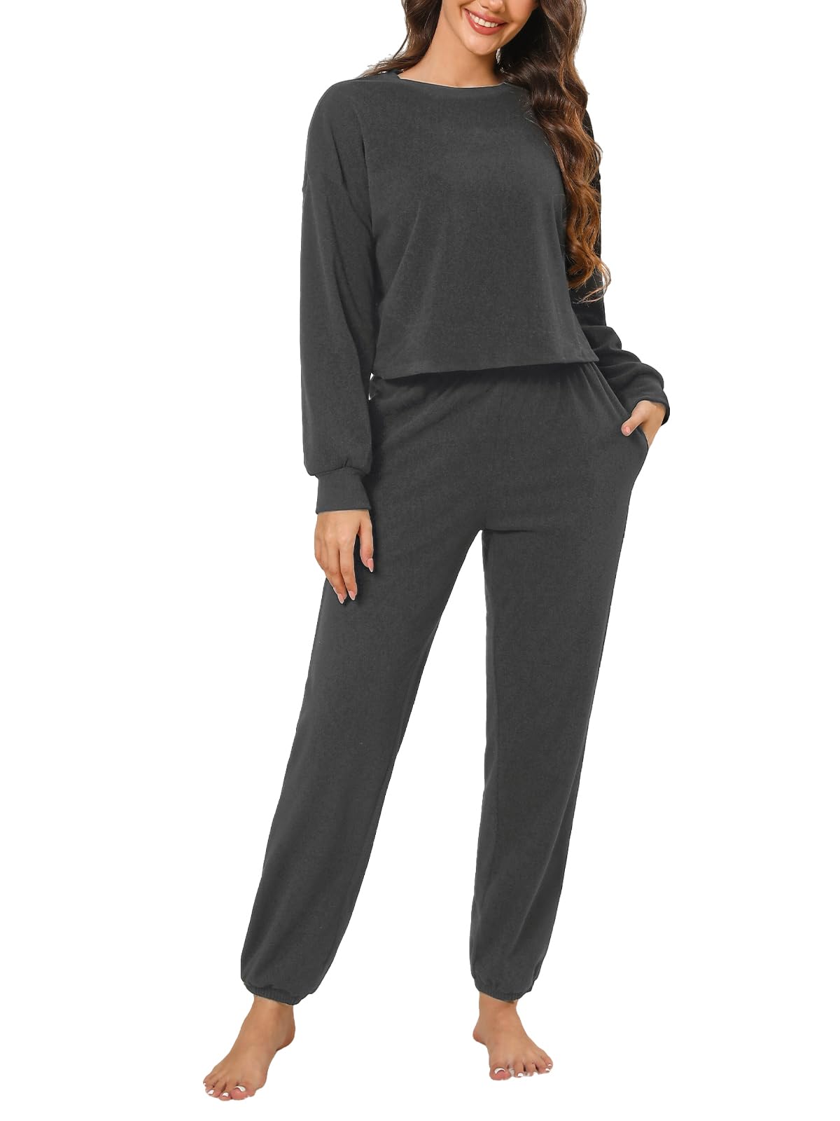 CUPSHE Women's Two Piece Outfit Sweatsuits Set Long Sleeve Loungewear Tracksuit Jogger Set